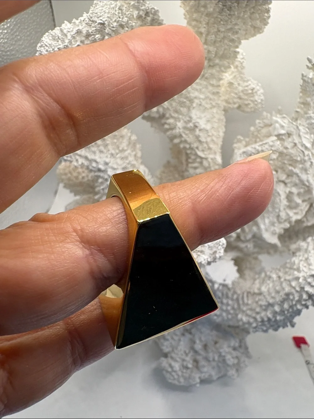 Trina Turk Gold Square Ring with Purple Inlay